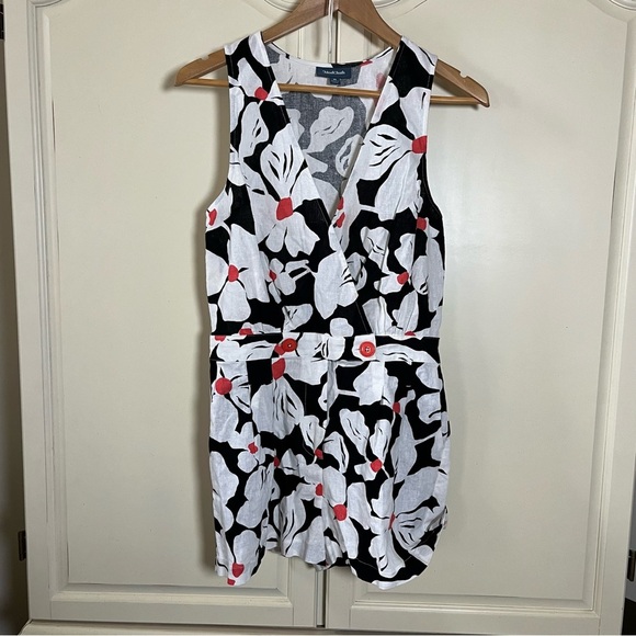 Modcloth Floral Printed Just Want to Have Sun Surplice Romper Size Medium Retro - Picture 9 of 9
